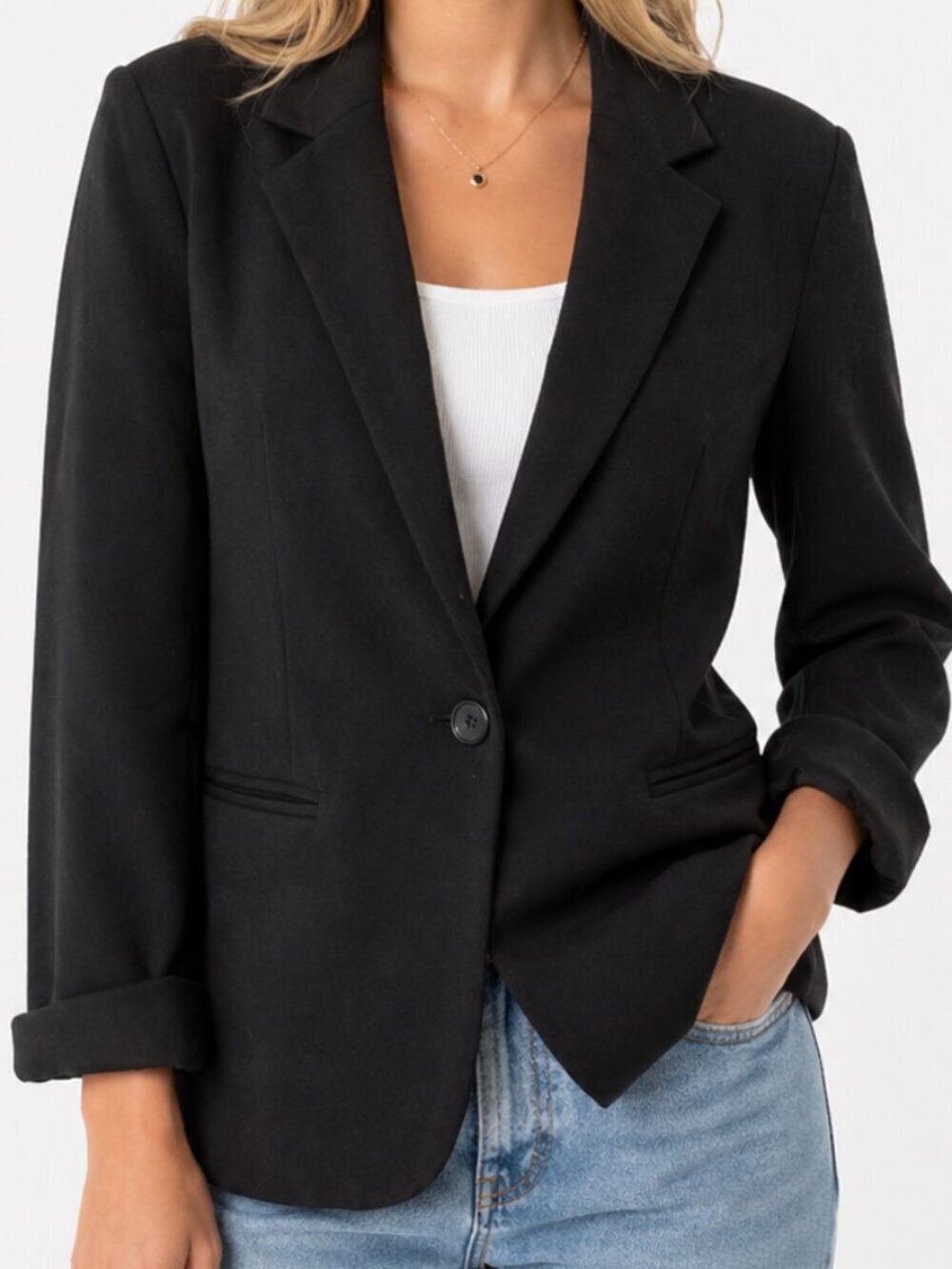 NICOLE MILLER Knit Blazer Suit Jacket Black Large